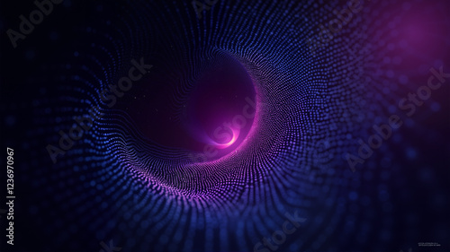 Bright spiral of glowing dots in purple tones. Abstract background for presentations. AI Generative