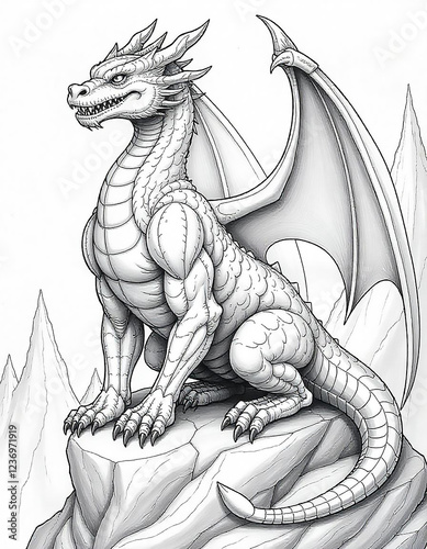 Wallpaper Mural black dragon on white Torontodigital.ca