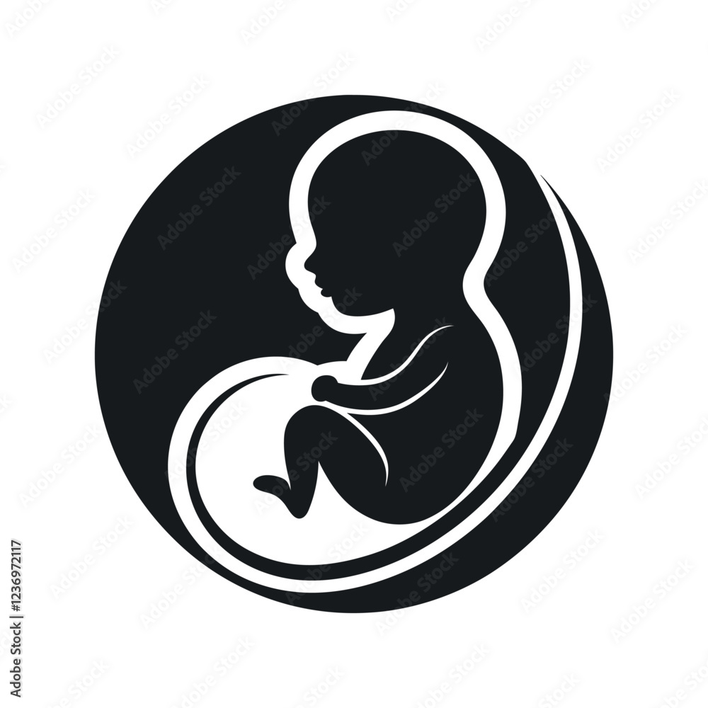 Silhouette of a fetus inside the womb Silhouette of a fetus inside the womb