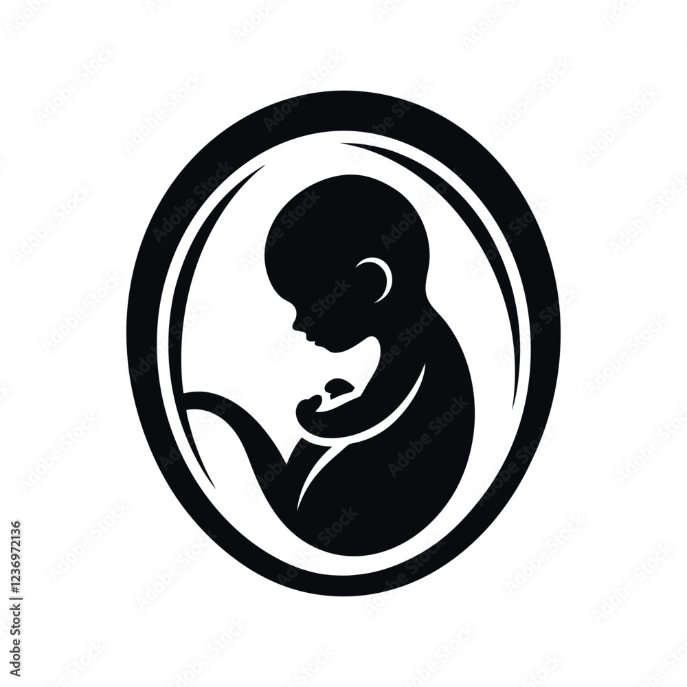 Silhouette of a fetus inside the womb Silhouette of a fetus inside the womb