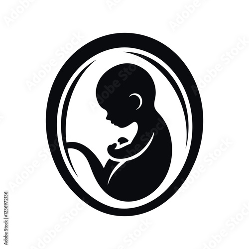 Silhouette of a fetus inside the womb