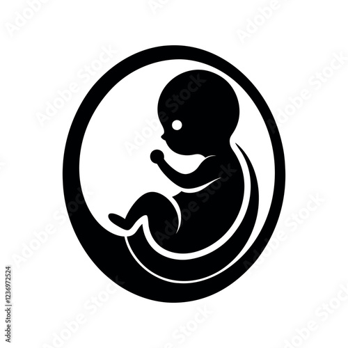 Silhouette of a fetus inside the womb