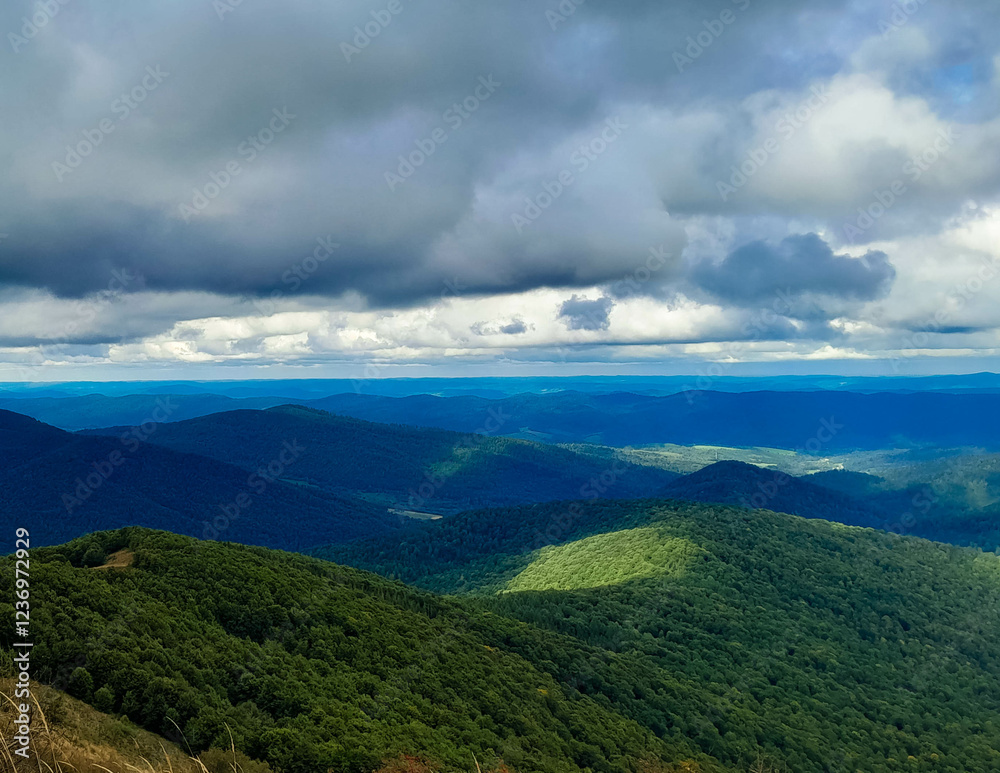 Beautiful view of Bieszczady from mountain top. Beautiful view of Bieszczady from mountain top.