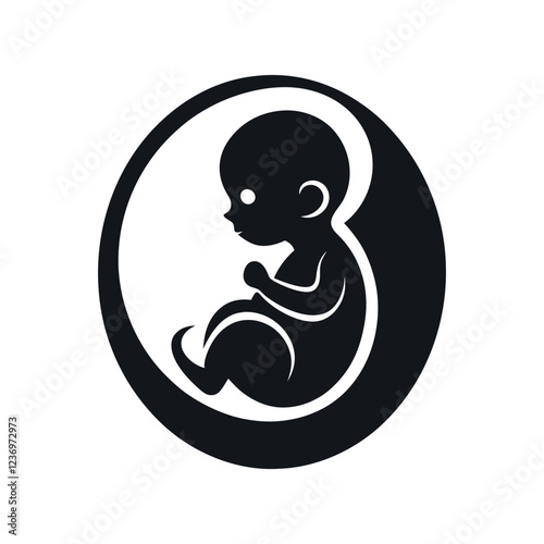 Silhouette of a fetus inside the womb