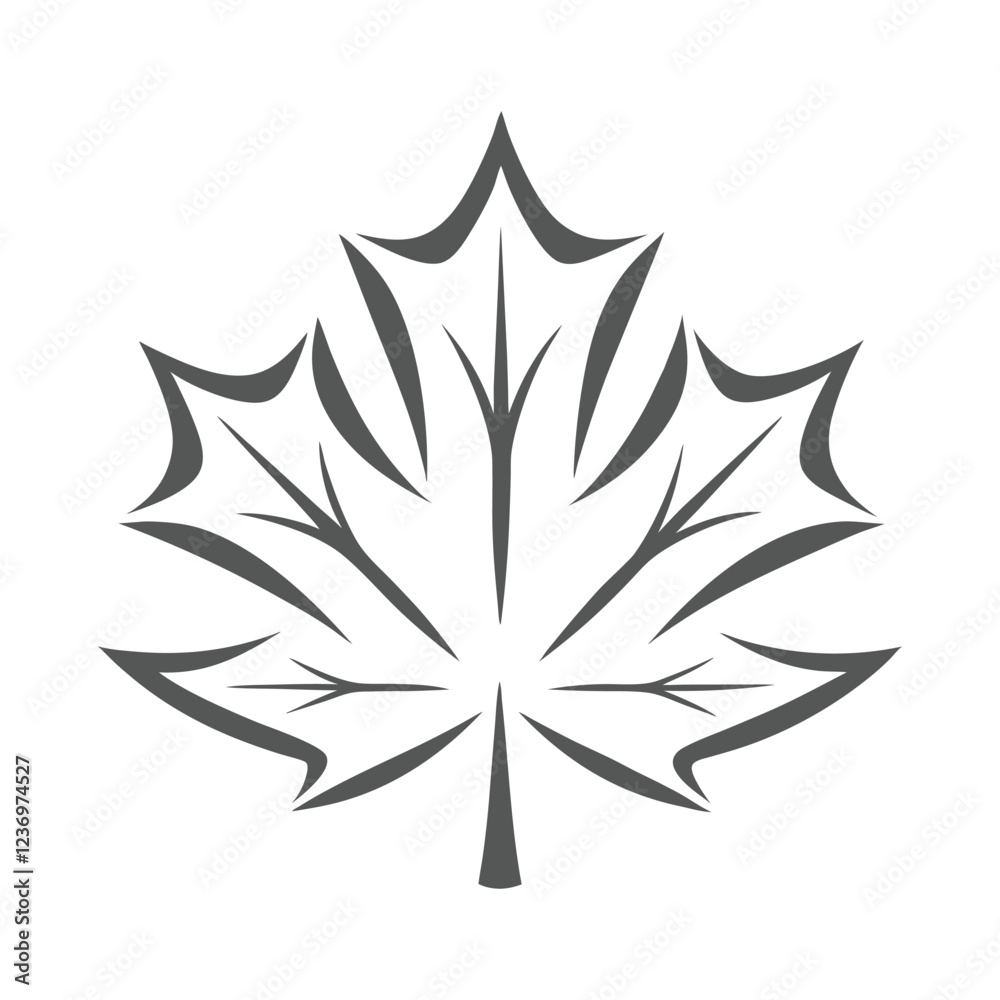 Fototapeta premium a maple leaf in a single continuous-line stroke for a modern effect