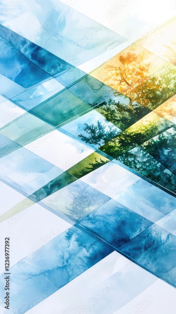 Fototapeta premium Tranquil watercolor abstraction nature scene digital artwork serene environment soft viewpoint promoting inner peace