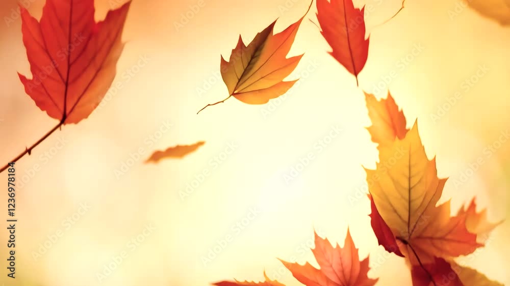 Beautiful autumn leaves dancing in the breeze
