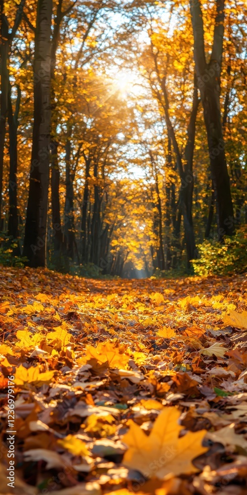 Autumn pathway journey forest trail golden hour inviting atmosphere nature's beauty Autumn pathway journey forest trail golden hour inviting atmosphere nature's beauty