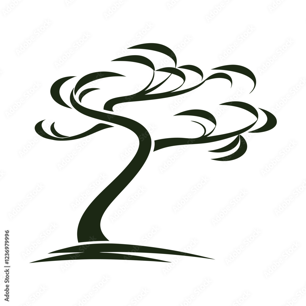 Fototapeta premium bonsai tree with flowing, curved branches.