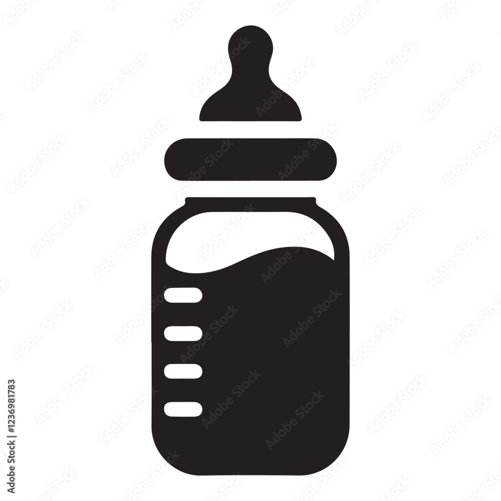 Baby Bottle Silhouette Vector Illustration for Infant Designs Baby Bottle Silhouette Vector Illustration for Infant Designs