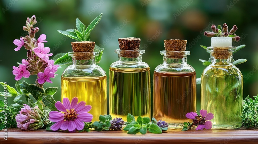Aromatic Essential Oils Collection: Nature's Essence in Glass Bottles