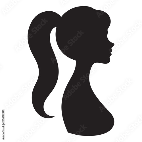 Woman with Ponytail Silhouette Vector Illustration