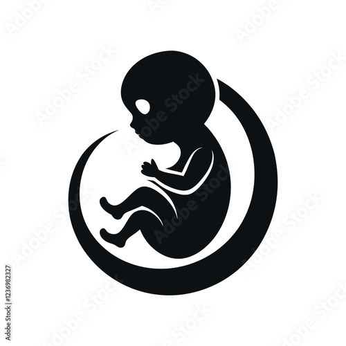 Silhouette of a Fetus in the Womb icon design