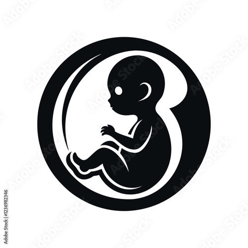 Silhouette of a Fetus in the Womb icon design