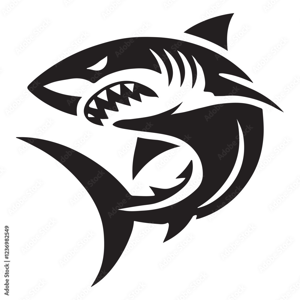 Aggressive Shark Silhouette Vector Illustration Design