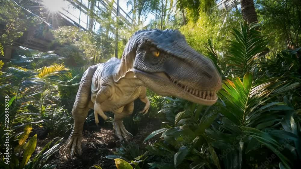 Dinosaur scene in the wild, smooth repetitive motion for background video animation