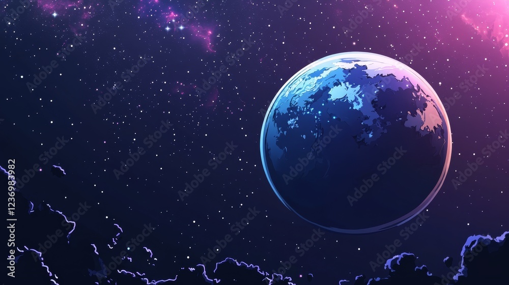 Obraz premium Cartoon style drawing planet isolated on white composition background