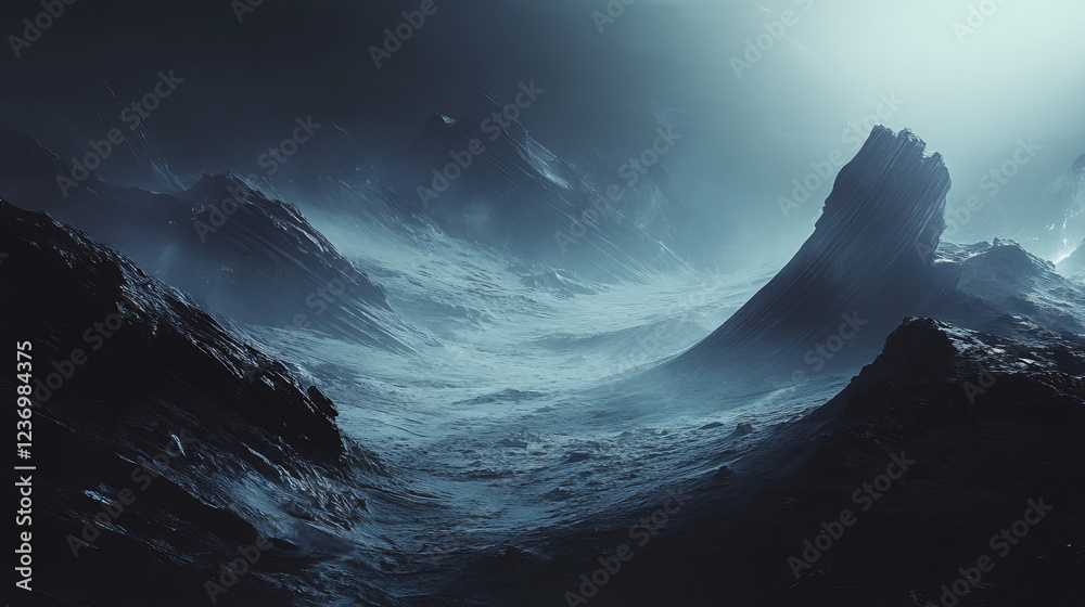 Fototapeta premium modern futuristic technology abstract dark curvy geometric shapes background 3d rendering illustration