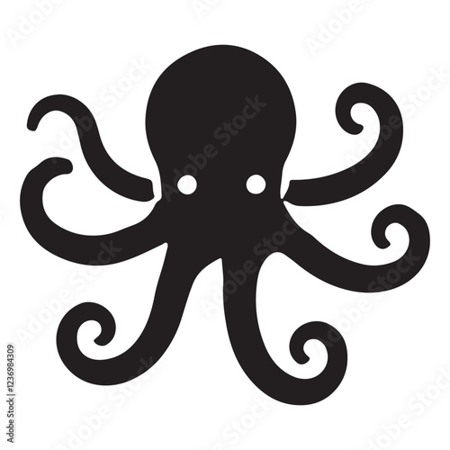 Ocean Dweller Octopus Silhouette Vector Art