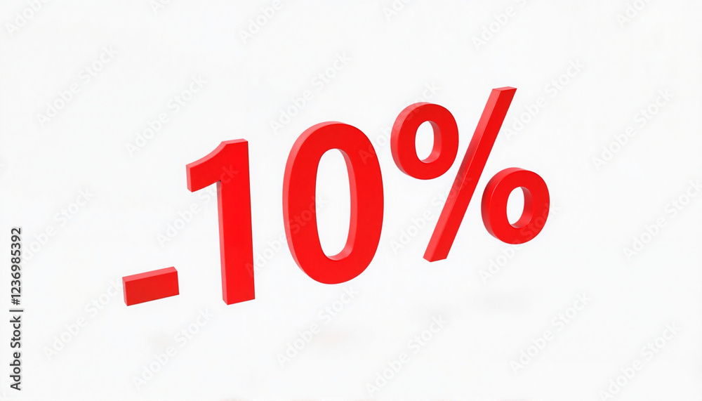 Red discount sign showcasing savings on a clean white background, promotional concept Red discount sign showcasing savings on a clean white background, promotional concept