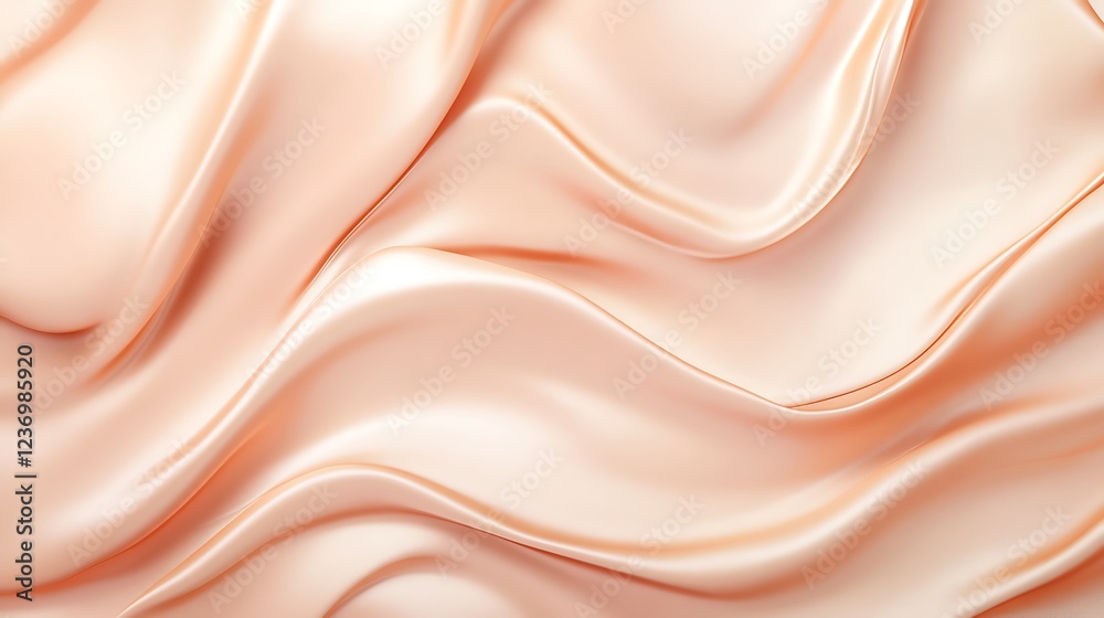 Fototapeta premium Smooth peach colored silk fabric waves gently