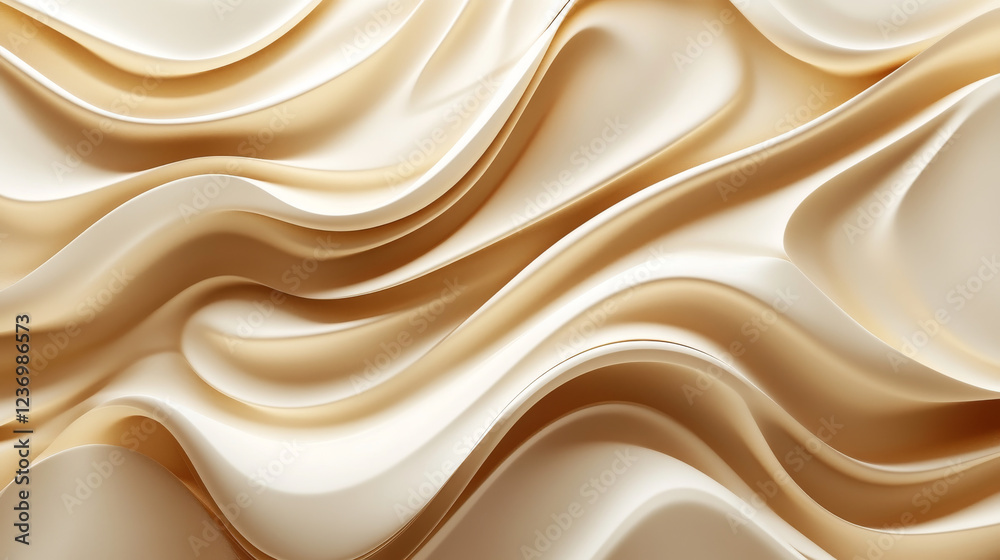 Obraz premium Abstract beige wavy pattern background 3d render illustration. 3D Illustration