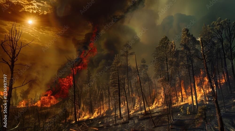An Extensive Forest Engulfed In Raging Wildfires An Extensive Forest Engulfed In Raging Wildfires