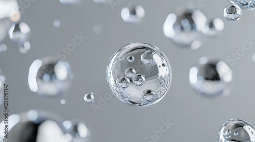 Wallpaper Mural grey liquid bubbles abstract background with empty blank copyspace to add your content 3d rendering illustration Torontodigital.ca