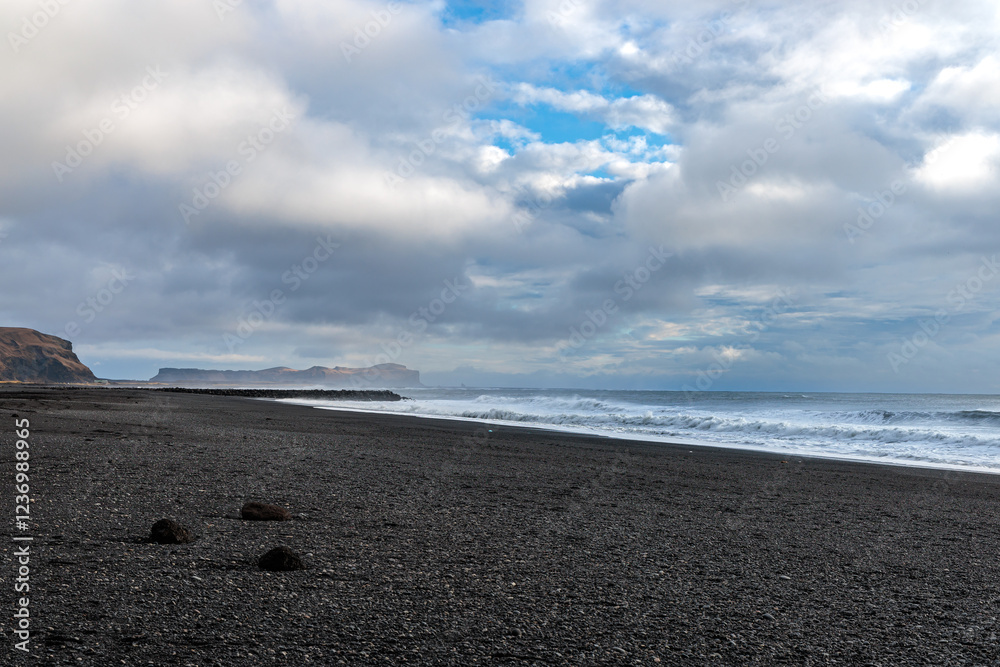 Vikurfjara Black Sand Beach near Vik on the island of Iceland