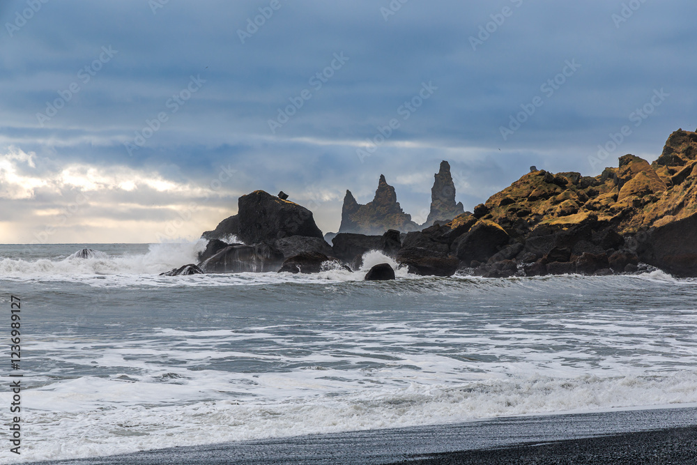 Vikurfjara Black Sand Beach near Vik on the island of Iceland