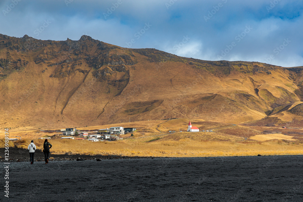 Vikurfjara Black Sand Beach near Vik on the island of Iceland