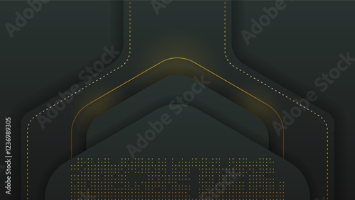 Abstract Dark Black Gold Material Modern Background With Golden Lines Stripes Shadows Backdrop Wallpaper Decoration Vector Design Style