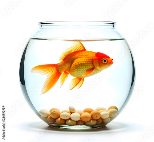 goldfish in a fishbowl for nowruz haft sin, isolated on white background
