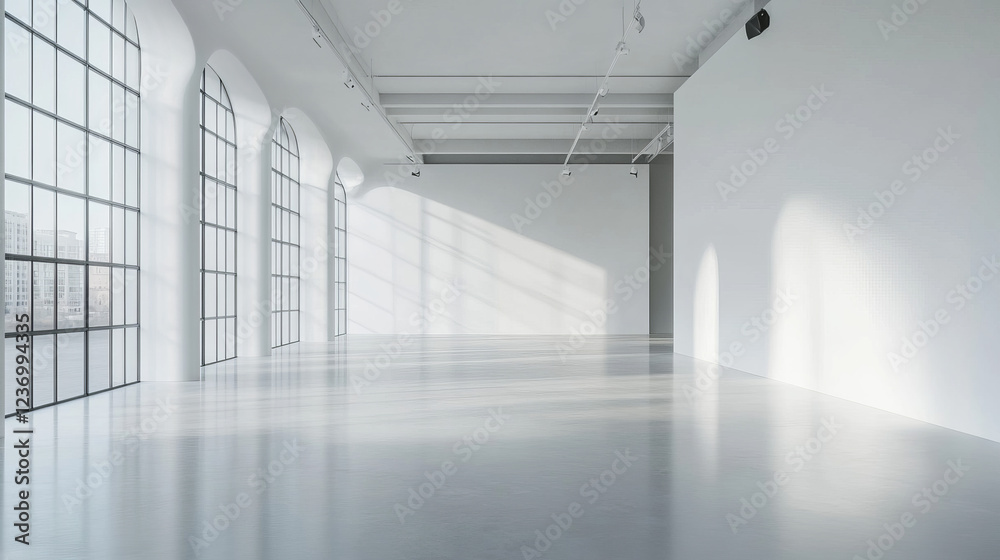 Fototapeta premium white empty abstract building interior room 3d render illustration