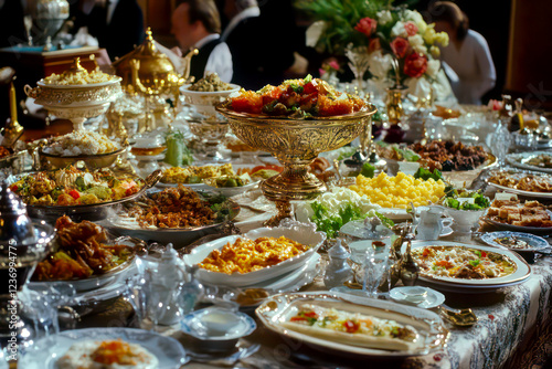 A Nobel Prize banquet featuring diverse cuisines. 