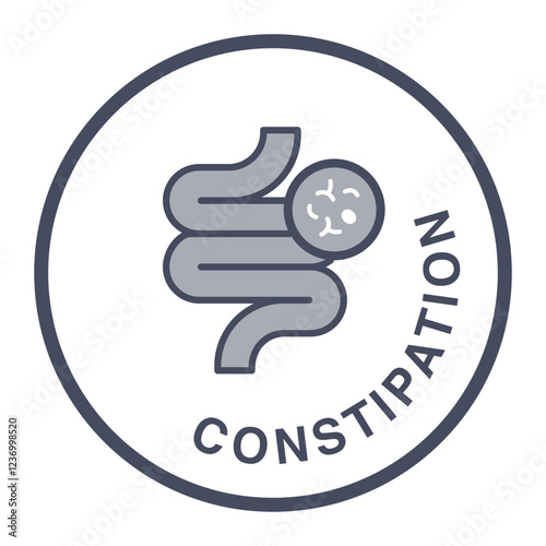 Constipation Icon, Digestive Discomfort, Bowel Health Symbol