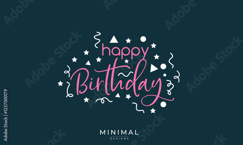 Happy birthday banner or logo Lettering, 
confetti design.