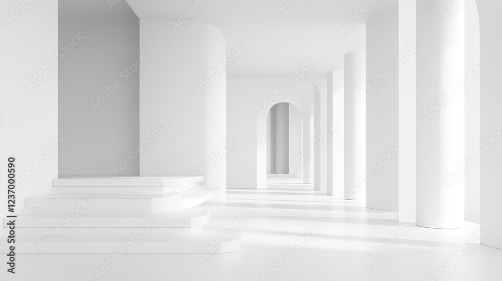 abstact white modern architecture background with white sylinders 3d illustration render abstact white modern architecture background with white sylinders 3d illustration render