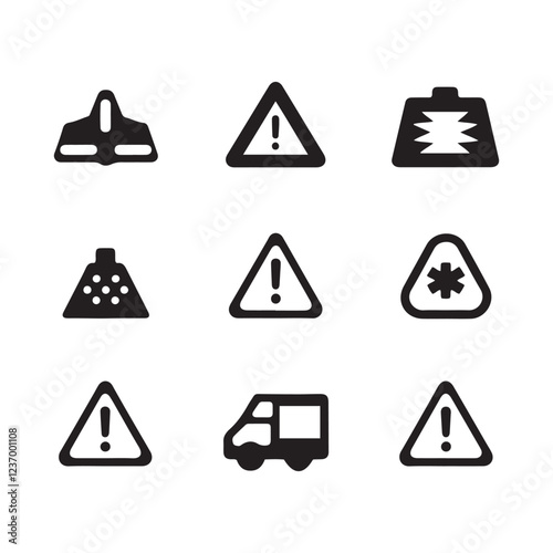 warning symbols, emergency lights vector art illustrtion