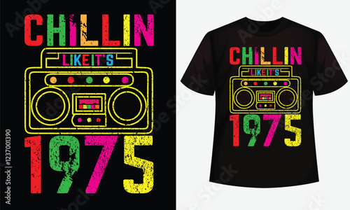 Vintage retro 80s design for t-shirt, bags, mugs, stickers, banner, poster, icon, logo etc. Fully Editable Print Ready Template - Vector.