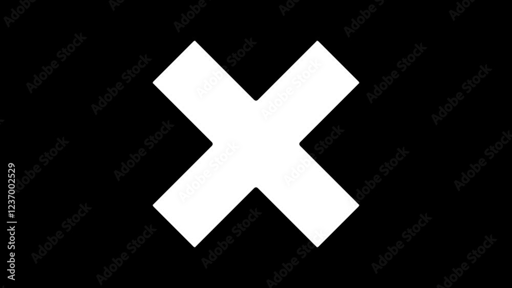 Ban sign forbidden, prohibited cross animation. Cartoon cross animation isolated on transparent background.
