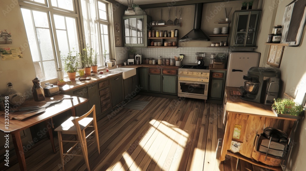 Cozy studio with kitchenette and hardwood floors