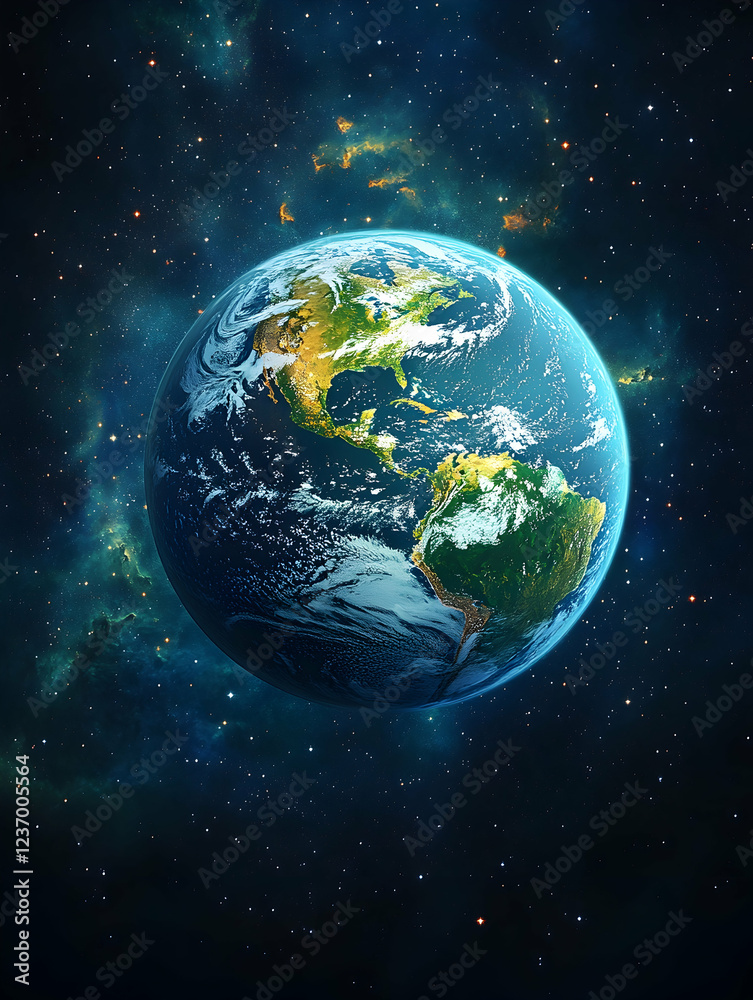Obraz premium Earth, space, planet, cosmos, nebula, background, environmental, global, conservation, education