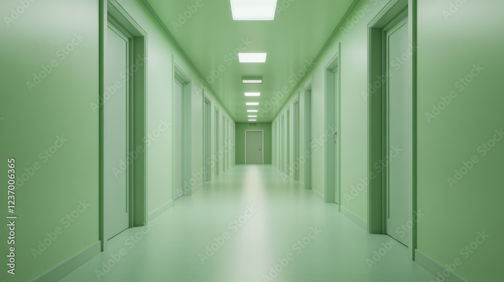 Obraz premium Abstract mint green hallway interior background empty room with with high key lighting 3d render illustration