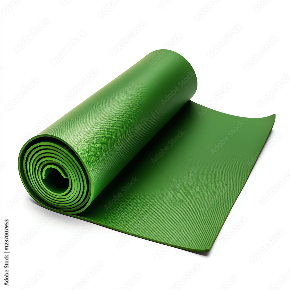 A vibrant green yoga mat rolled up and ready for practice. Ideal for yoga enthusiasts or fitness lovers seeking to enhance their workout routine in style and comfort. A vibrant green yoga mat rolled up and ready for practice. Ideal for yoga enthusiasts or fitness lovers seeking to enhance their workout routine in style and comfort.