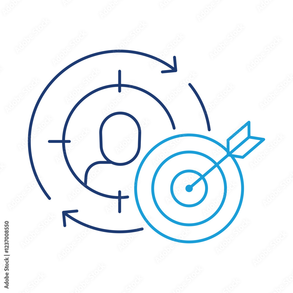 Retargeting Campaigns – Target with Arrows Icon Representing Re-engagement with Previous Website Visitors and Customers Retargeting Campaigns – Target with Arrows Icon Representing Re-engagement with Previous Website Visitors and Customers