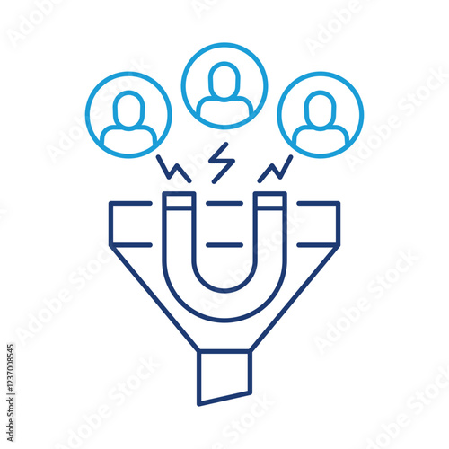 Lead Generation – Magnet Attracting Users Icon Representing the Process of Capturing Potential Customers for Business Growth