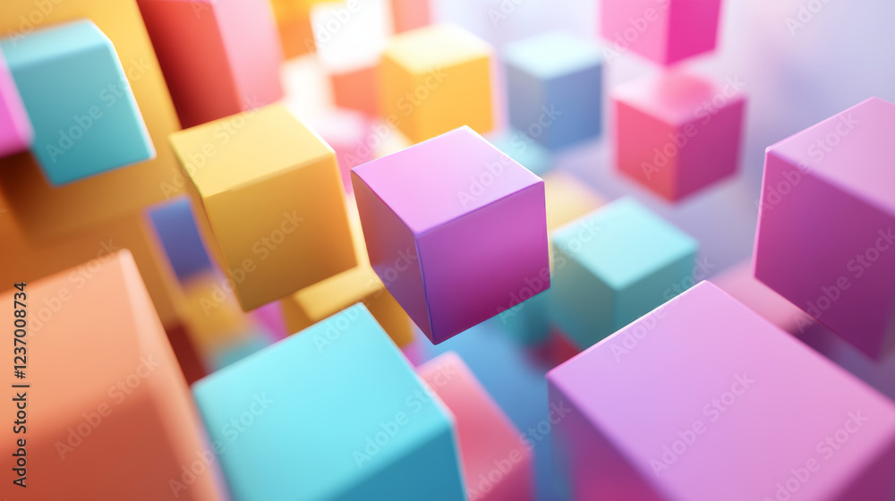 Obraz premium Abstract modern futuristic boxes cubes background 3d render illustration with empty blank copy space