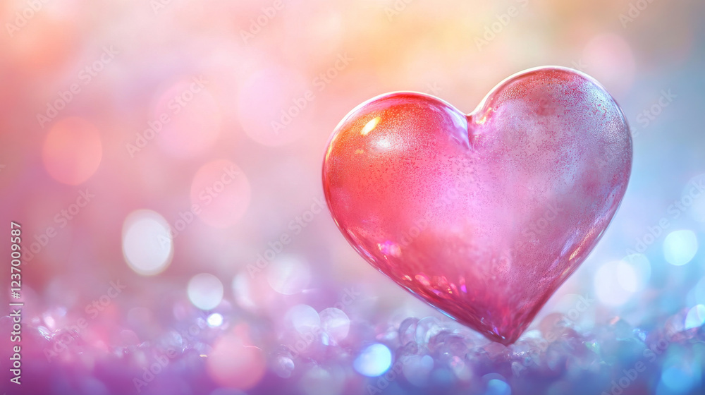 Obraz premium abstract background heart pink bokeh out of focus blurry 3d render illustration