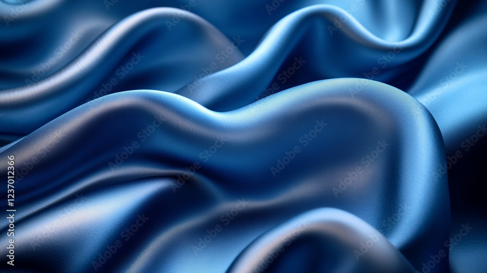 Obraz premium Flowing blue silk fabric creating elegant textures in soft light
